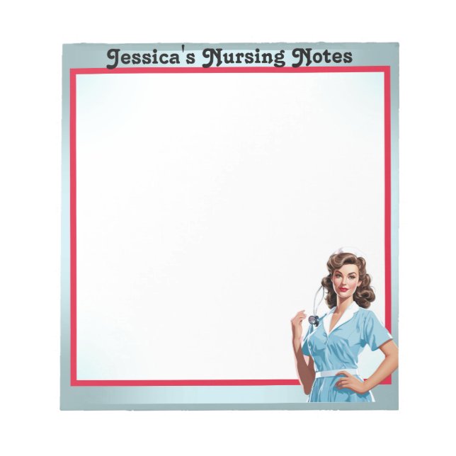 Bloco De Notas Enfermeira Nostálgica Bonita Pinup_ Estou na Escol (Frente)