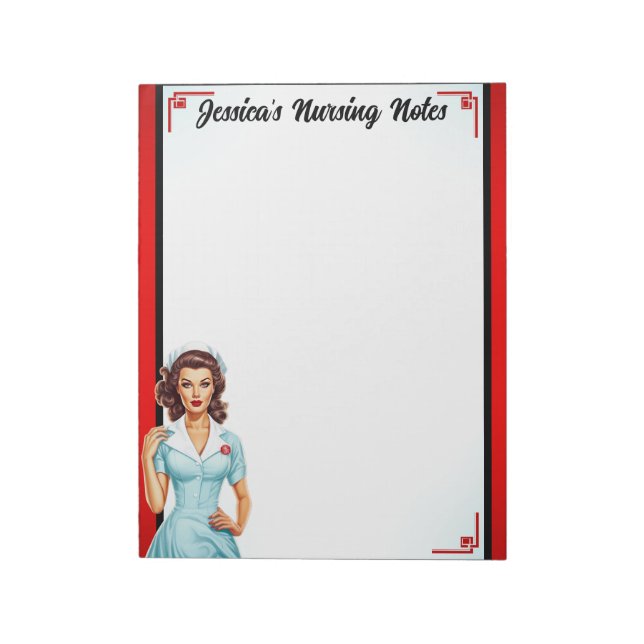 Bloco De Notas Enfermeira Nostálgica Bonita Pinup - Eu Gosto De V (Invertido)