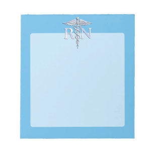 Bloco De Notas Enfermeira Registrada RN Silver Caduceus em Baby B