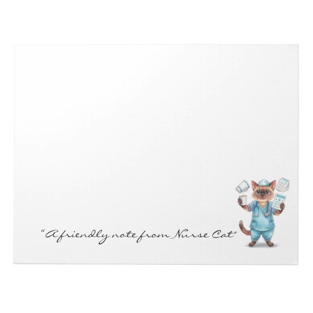 Bloco De Notas Enfermeiro Notepad com Gato Gato Gato Gato Seguran (Frente)