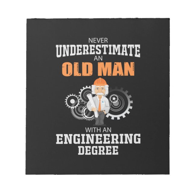 Bloco De Notas Engenheiro Velho Homem Com Um Diploma De Engenhari (Frente)