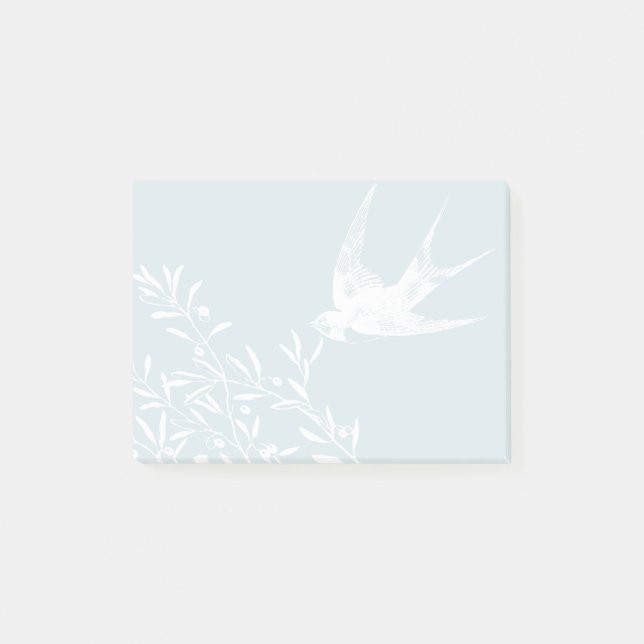 Bloco De Notas Engolir aves voando sobre ramos de oliveira (Frente)