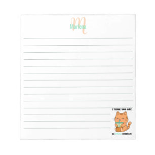 Bloco De Notas Engraçado boba bubble tea kitten personalizado