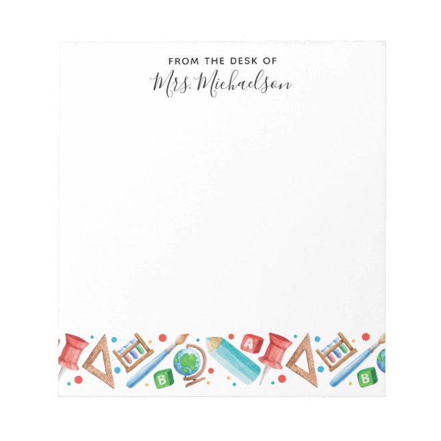 Bloco De Notas Engraçado de volta à Escola em Lápis (Frente)