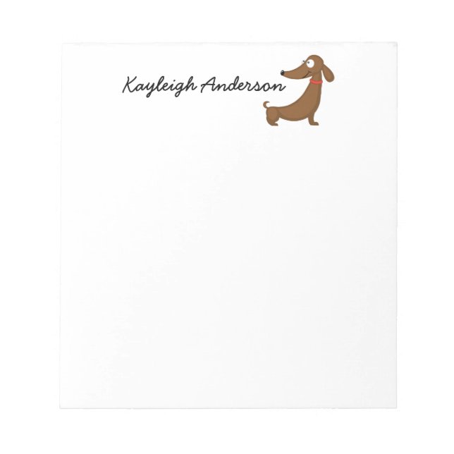 Bloco de notas engraçado do Dachshund 14 cm x 15 c (Frente)