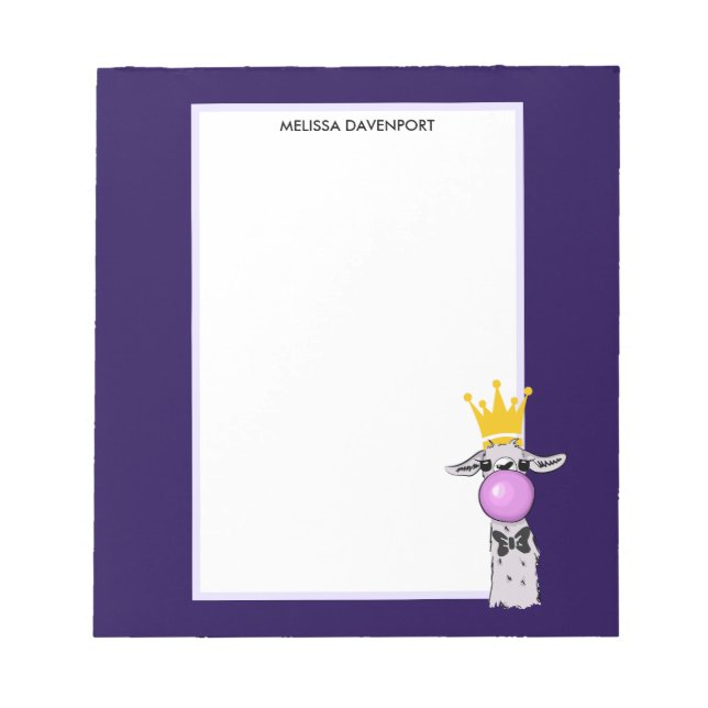 Bloco De Notas Engraçado Ilustração do Llama soprando uma bolha r (Frente)