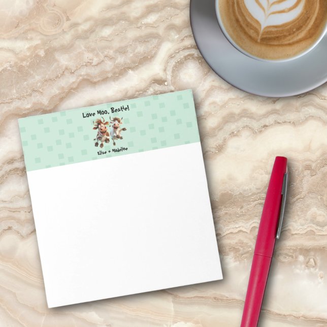 Bloco De Notas Engraçado "Love Moo Bestie" Personalizado Melhor A (Funny “Love Moo Bestie” Personalized Best Friends Notepad)