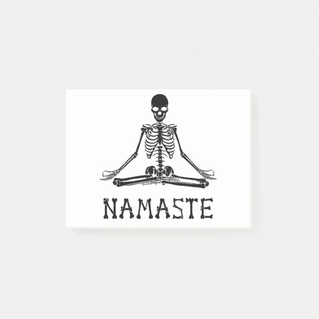 Bloco De Notas Engraçado Namaste Esqueleto Yoga Skull Halloween T (Frente)