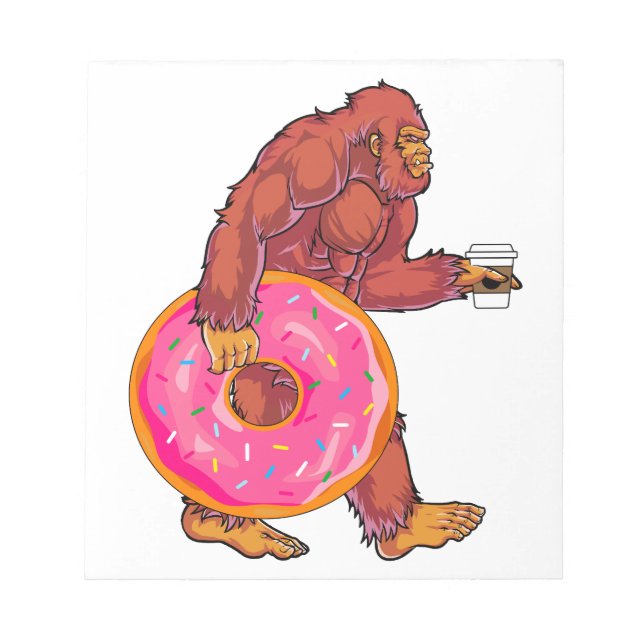 Bloco De Notas Engraçado Pé Grande Andando com Grande Rosquinha e (Frente)