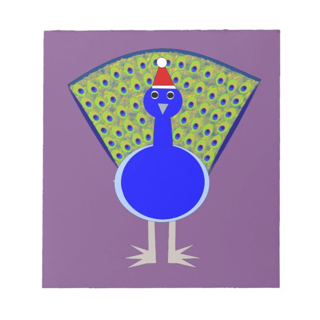 Bloco De Notas Engraçado Peacock de Natal (Frente)