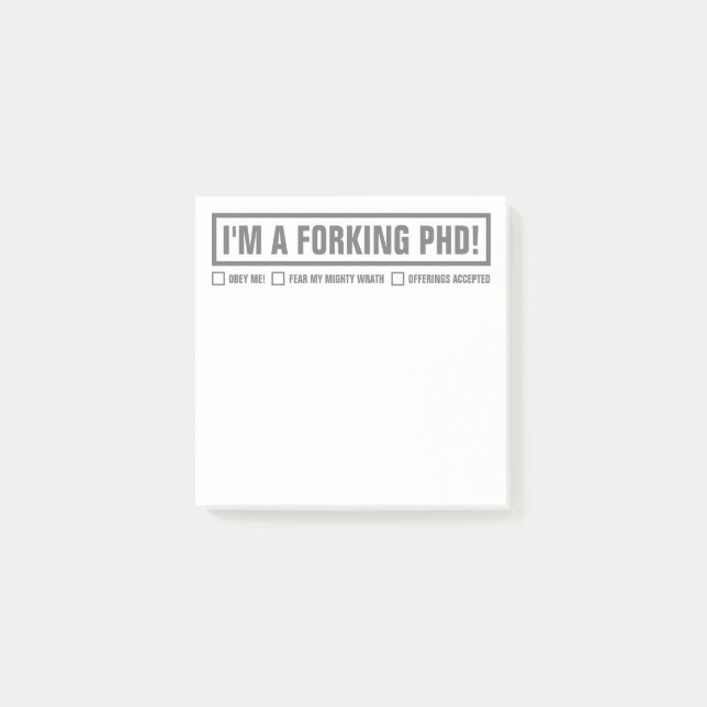 Bloco De Notas Engraçado PhD 3"x3" (Frente)