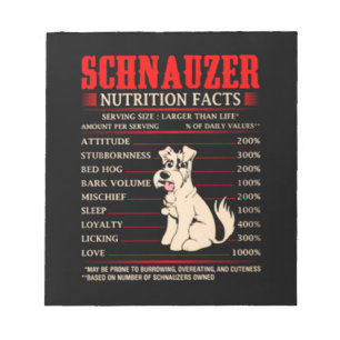 Bloco De Notas Engraçado Schnauzer Fatos de Butrição Schnauze