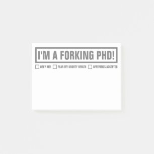 Bloco De Notas Engraçado "Sou um PhD em Forking" 4"x3"