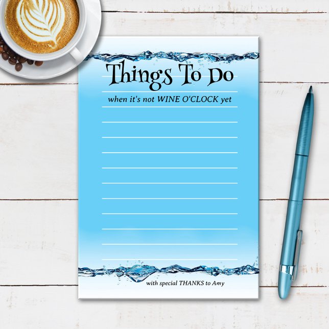 Bloco De Notas Engraçado Vinho O'Clock Water (Criador carregado)