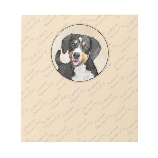 Bloco De Notas Entlebucher Mountain Dog Pintura Original (Frente)