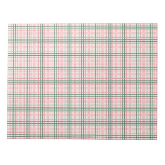 Bloco De Notas Envelope De Cartão De Feriados Tartan Rosa E Verde (Frente)