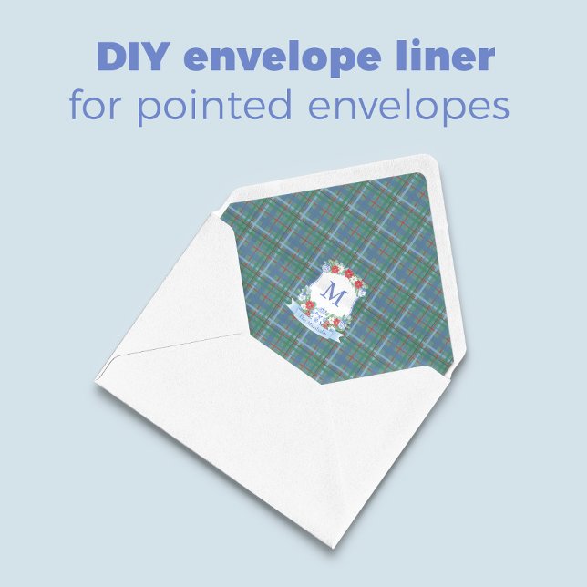 Bloco De Notas Envelope Tartan A7 Refinado Crest de Natal (This envelope liner design will add an elegant touch to your pointed envelopes and economically too!)