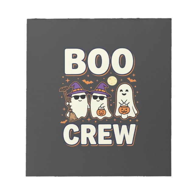 Bloco De Notas Equipe Boo Fantasmas de Halloween Design Vetorial_ (Frente)