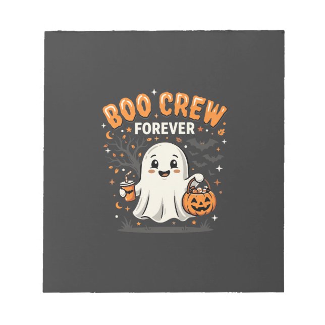 Bloco De Notas Equipe Boo para Sempre Design de Fantasma de Hallo (Frente)