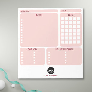 Bloco De Notas Equipe de Design de Criação de Cartões Rosa Logoti
