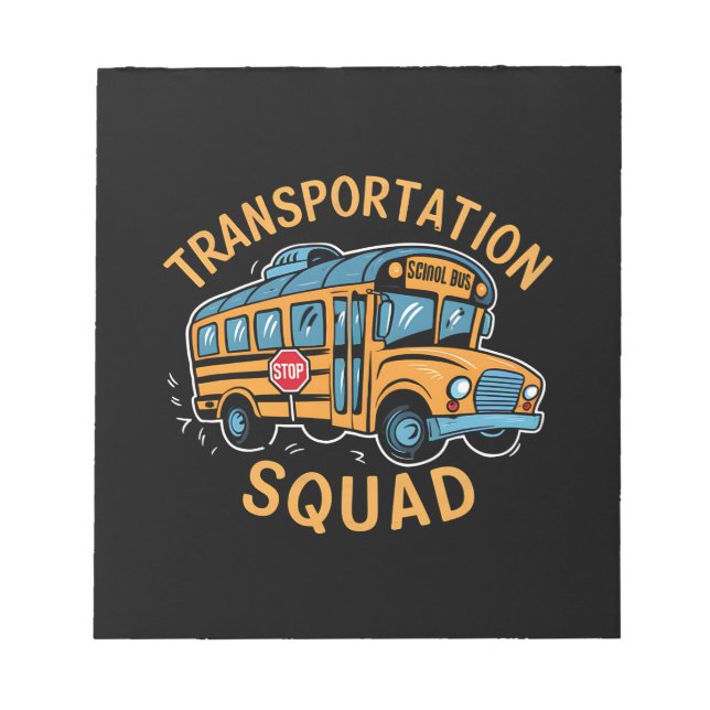 Bloco De Notas Equipe de Transporte de Motorista de Ônibus Escola (Frente)