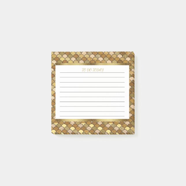 Bloco De Notas Escalas de Sereia Dourada personalizadas 3x3 (Frente)