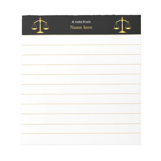Bloco De Notas Escalas Elegantes da Justiça Lineram (Frente)