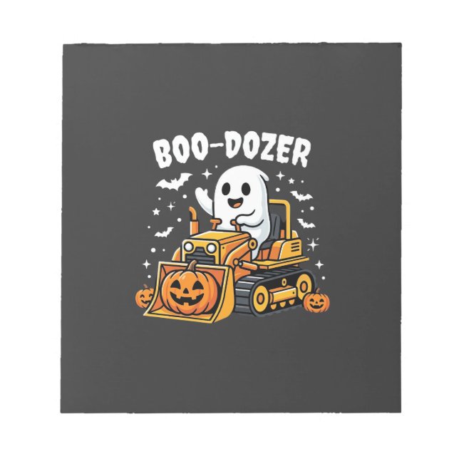 Bloco De Notas Escavadeira Fantasma Boo Dozer Halloween_1 (Frente)