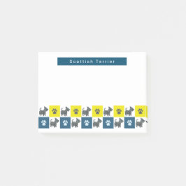 Bloco De Notas Escocês Terrier Scottie Dog &Paw Yellow&Blue Grid