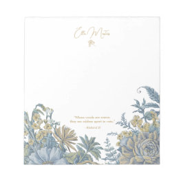 Bloco De Notas Escoteiro Elegante Floral Personalizado Azul-Chic