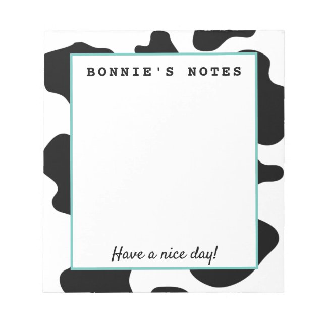 Bloco De Notas Escrevendo personalizado de manchas brancas e negr (Frente)