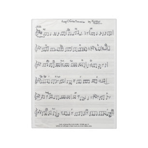 Bloco de notas escrito à mão da partitura