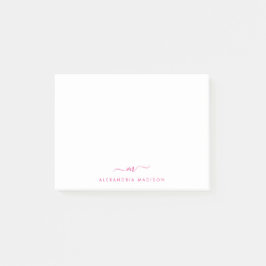 Bloco De Notas Escritório de monograma cor-de-rosa magenta, Na mo