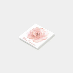 Bloco De Notas Escritório de Nome Elegante de Rosa de Aquarela Ro