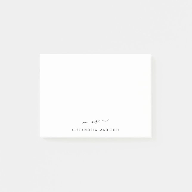 Bloco De Notas Escritório Elegante de Monogramas de Na moda de Cu (Frente)