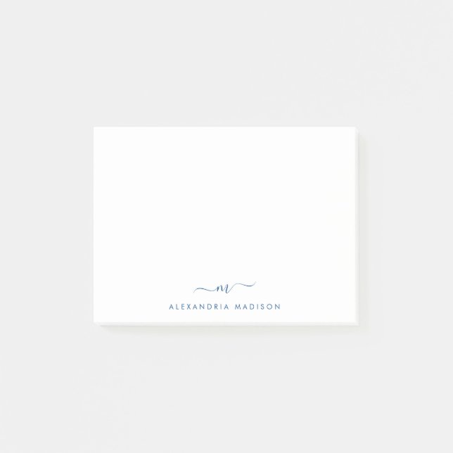 Bloco De Notas Escritório Elegante do Marinho de Script Na moda (Frente)