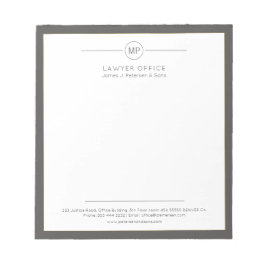 Bloco De Notas Escritório moderno cinza escuro monograma branco a