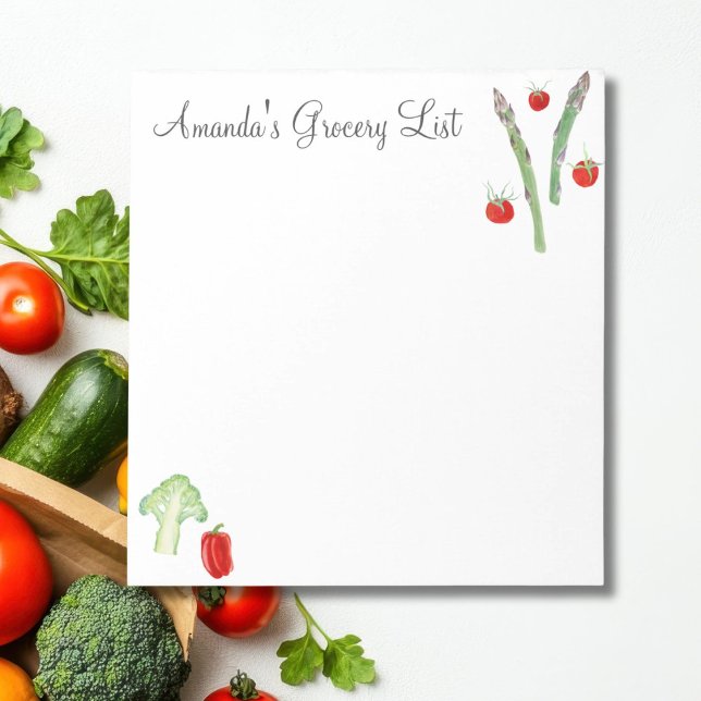 Bloco De Notas Espargos De Aquarelas, Brócolis, Tomates, Peppers (Criador carregado)