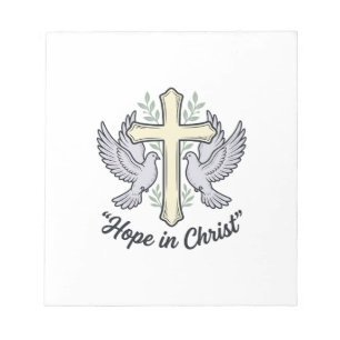 Bloco De Notas Esperança em Cristo Pombo Cruz Design Cristão Vint