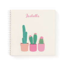 Bloco de notas espiral da Girly Cactus HousePlant 