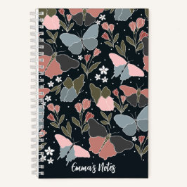 Bloco de notas espiral de borboleta azul | Diário 