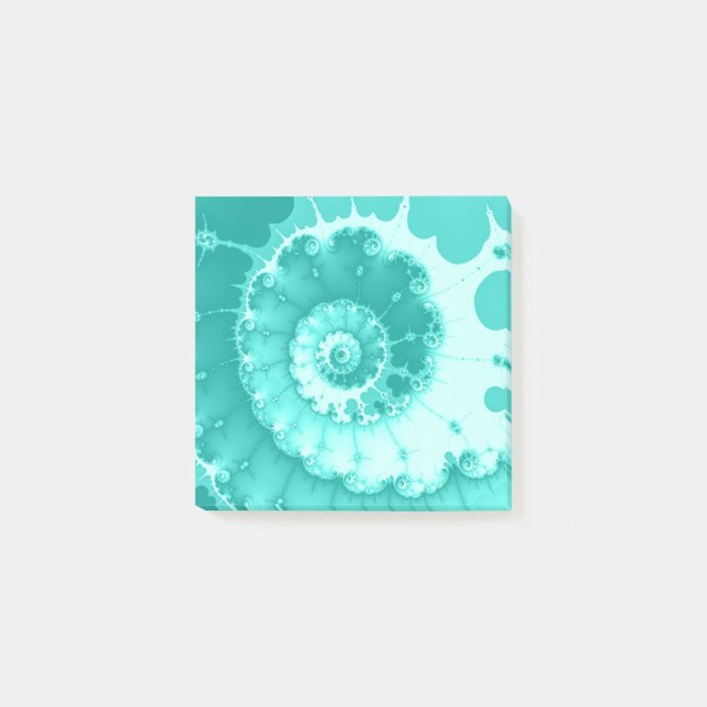 Bloco De Notas Espiral Fractal Teal 3x3 (Frente)