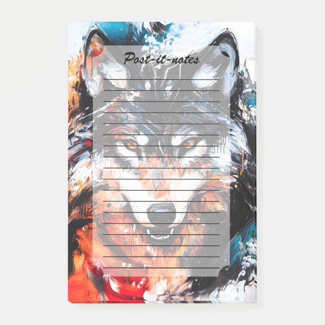 Bloco De Notas Espírito Selvagem Abstrato Lobo (Frente)