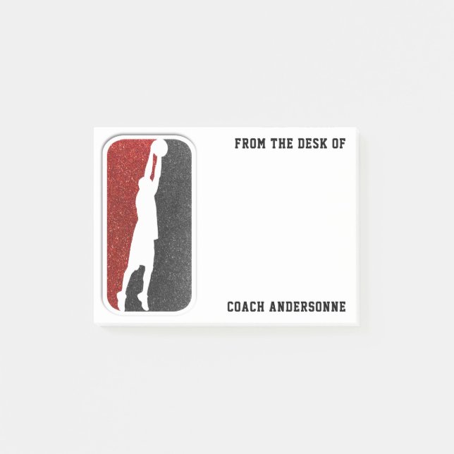 Bloco De Notas Esportes de treinadores de basquetebol, vermelho e (Frente)