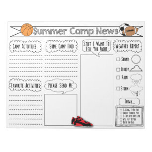 Bloco De Notas Esportes - Letra Camp Papel de carta de Verão