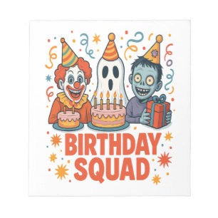 Bloco De Notas Esquadrão de Aniversário de Halloween Palhaço Sini