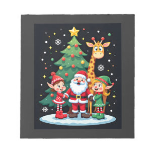 Bloco De Notas Esquadrão de Natal Girafa do Papai Noel Elfo Dabbi
