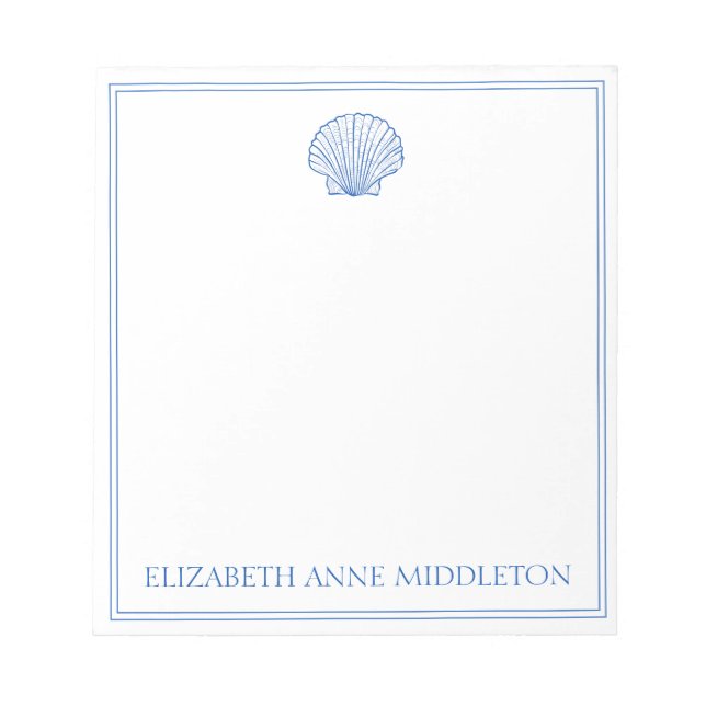 Bloco De Notas Esquema Costeiro Azul e Branco Personalizado (Frente)