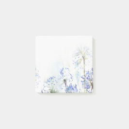 Bloco De Notas Esquema de aquarela das flores azuis