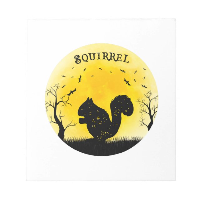 Bloco De Notas Esquilo Halloween Vintage Retro Lua (Frente)